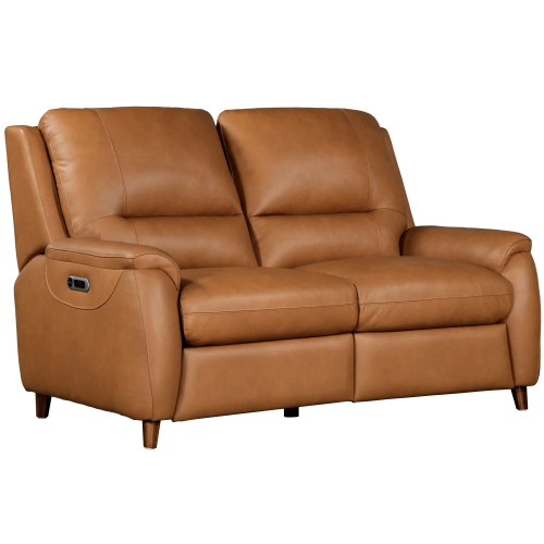 Austin Power Reclining Loveseat in Caramel Cream Top Grain Leather