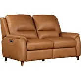 Austin Power Reclining Loveseat in Caramel Cream Top Grain Leather