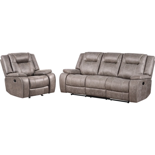 Blake Manual Reclining Sofa & Recliner Set in Desert Taupe Fabric