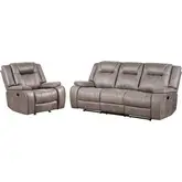 Blake Manual Reclining Sofa & Recliner Set in Desert Taupe Fabric