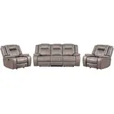 Blake Manual Glider Reclining Sofa & 2 Recliners Set in Desert Taupe Fabric