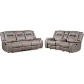 Blake Manual Reclining Sofa & Loveseat Set in Desert Taupe Fabric