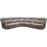 Blake 6 Piece Reclining Sectional with Console in Desert Taupe Microfiber Fabric