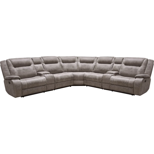 Blake 7 Piece Modular Manual Reclining Sectional Sofa in Taupe Fabric