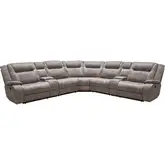 Blake 7 Piece Modular Manual Reclining Sectional Sofa in Taupe Fabric