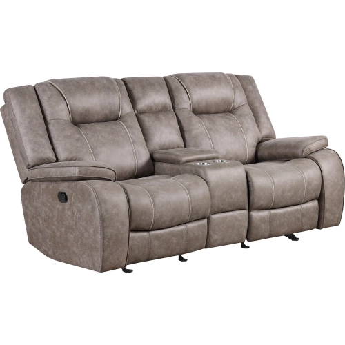 Blake Manual Reclining Console Loveseat in Desert Taupe Microfiber Fabric