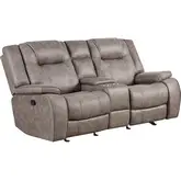 Blake Manual Reclining Console Loveseat in Desert Taupe Microfiber Fabric
