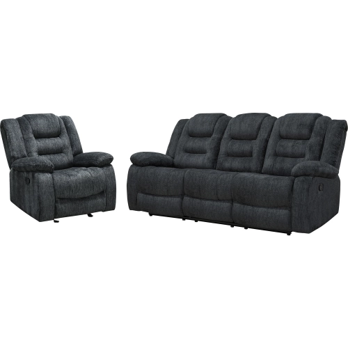 Bolton Manual Glider Reclining Sofa Set in Misty Storm Grey Fabric