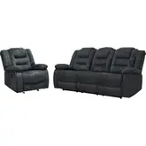 Bolton Manual Glider Reclining Sofa Set in Misty Storm Grey Fabric