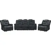 Bolton Manual Glider Reclining Sofa Set in Misty Storm Grey Fabric
