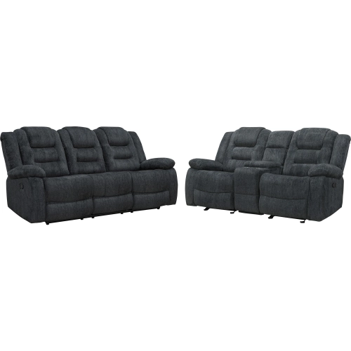 Bolton Manual Glider Reclining Sofa Set in Misty Storm Grey Fabric