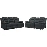 Bolton Manual Glider Reclining Sofa Set in Misty Storm Grey Fabric