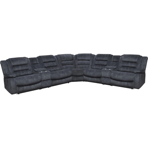 Bolton 7 Piece Modular Manual Reclining Sectional Sofa in Storm Grey Fabric