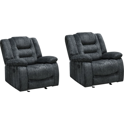 Bolton Manual Glider Recliner in Misty Storm Grey Fabric (Set of 2)