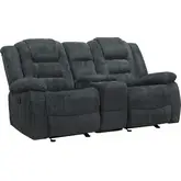 Bolton Manual Reclining Console Loveseat in Misty Storm Grey Fabric