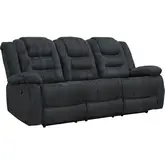 Bolton Manual Dual Reclining Sofa in Misty Storm Grey Fabric