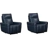 Bradford Power Zero Gravity Recliner in Steamboat Marine Navy Blue Top Grain Leather (Set of 2)