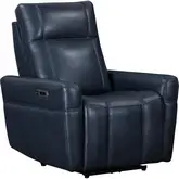 Bradford Power Zero Gravity Recliner in Steamboat Marine Navy Blue Top Grain Leather