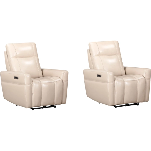 Bradford Power Zero Gravity Recliner in Steamboat Quartz Cream Top Grain Leather (Set of 2)