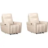 Bradford Power Zero Gravity Recliner in Steamboat Quartz Cream Top Grain Leather (Set of 2)