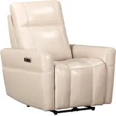 Bradford Power Zero Gravity Recliner in Steamboat Quartz Cream Top Grain Leather