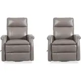 Bristol Manual Swivel Glider Recliner in Graphite Gray Top Grain Leather (Set of 2)