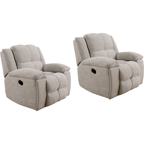 Buster Manual Recliner in Opal Taupe Buff Velvet Fabric (Set of 2)