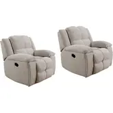 Buster Manual Recliner in Opal Taupe Buff Velvet Fabric (Set of 2)