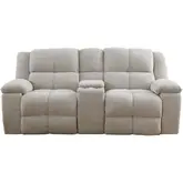 Buster Manual Reclining Console Loveseat in Buff Velvet Fabric