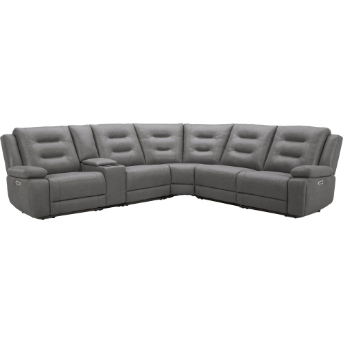 Caldwell 6 Piece Power Reclining Sectional Sofa in Charcoal Grey Performance Microfiber Fabric
