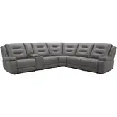 Caldwell 6 Piece Power Reclining Sectional Sofa in Charcoal Grey Performance Microfiber Fabric