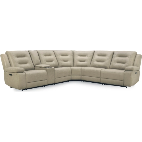 Caldwell 6 Piece Modular Power Reclining Sectional Sofa in Fog Grey Performance Microfiber Fabric