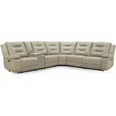 Caldwell 6 Piece Modular Power Reclining Sectional Sofa in Fog Grey Performance Microfiber Fabric