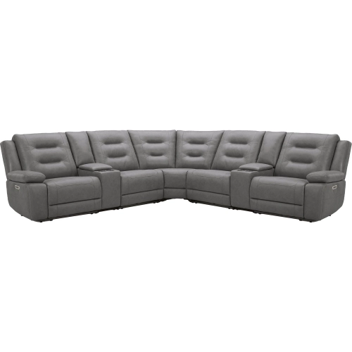 Caldwell 7 Piece Power Reclining Sectional Sofa in Charcoal Grey Performance Microfiber Fabric