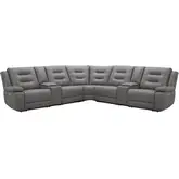 Caldwell 7 Piece Power Reclining Sectional Sofa in Charcoal Grey Performance Microfiber Fabric