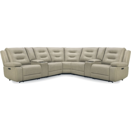 Caldwell 7 Piece Modular Power Reclining Sectional Sofa in Fog Grey Performance Microfiber Fabric