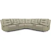 Caldwell 7 Piece Modular Power Reclining Sectional Sofa in Fog Grey Performance Microfiber Fabric