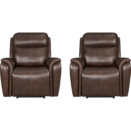 Cascade Power Recliner in Auburn Brown Leather (Set of 2)