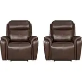 Cascade Power Recliner in Auburn Brown Leather (Set of 2)