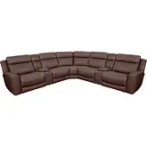 Calgary 7 Piece Power Reclining Sectional Sofa in Autumn Umber Brown Top Grain Leather