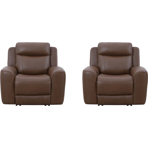 Calgary Power Recliner in Autumn Umber Brown Top Grain Leather (Set of 2)