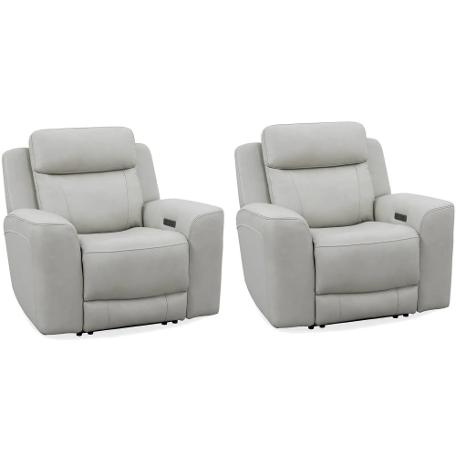 Calgary Power Recliner in Stone Cream Top Grain Leather (Set of 2)