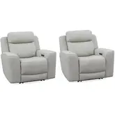 Calgary Power Recliner in Stone Cream Top Grain Leather (Set of 2)