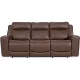 Calgary Power Reclining Sofa in Autumn Umber Brown Top Grain Leather