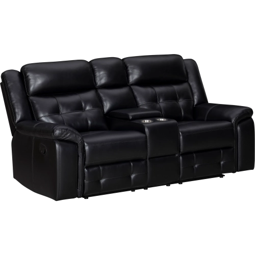 Clayton Manual Console Loveseat in Phantom Black Leatherette