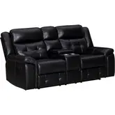 Clayton Manual Console Loveseat in Phantom Black Leatherette