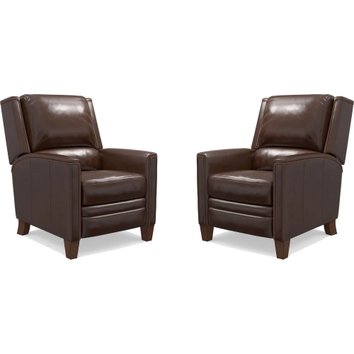 Connor Manual Recliner in Espresso Brown Top Grain Leather (Set of 2)