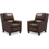 Connor Manual Recliner in Espresso Brown Top Grain Leather (Set of 2)