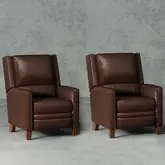 Connor Cordless Power High Leg Recliner with Power by FreeMotion in Brown Leather (Set of 2)