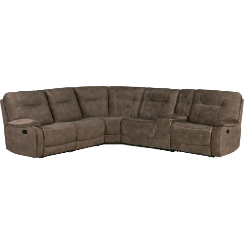 Cooper 6 Piece Modular Manual Reclining Sectional Sofa in Brown Fabric
